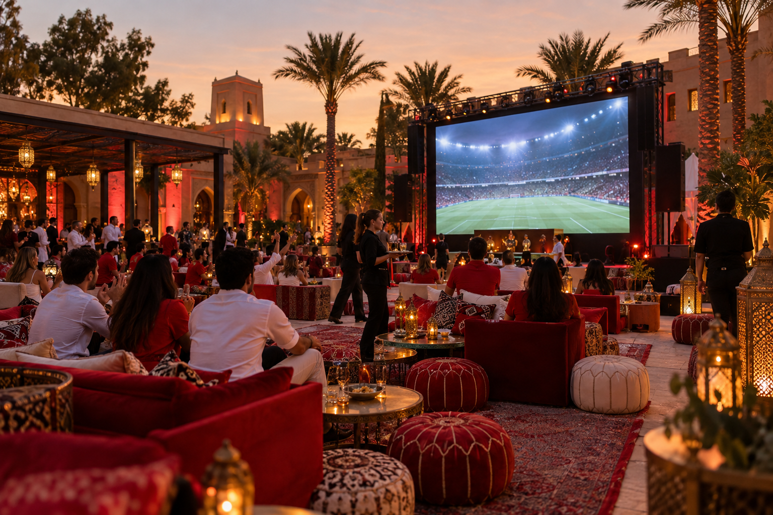 Fan zone premium dans une cour marocaine